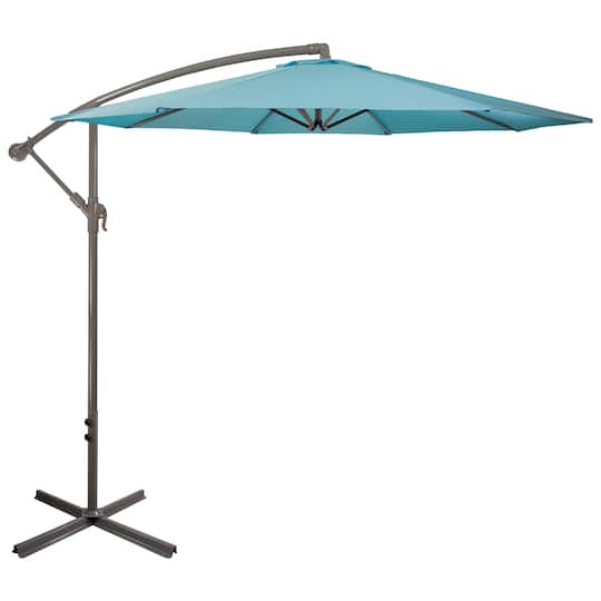 10Ft Offset Outdoor Patio Umbrella with Hand Crank By Northlight in Turquoise Blue | 10ft x 8ft | Michaels®